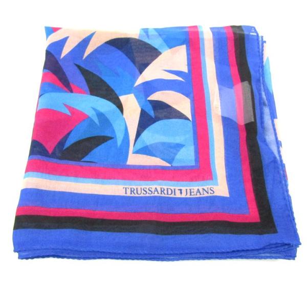 トラサルディ ジーンズ スカーフ 総柄 ブランド 小物 レディース ブルー TRUSSARDI