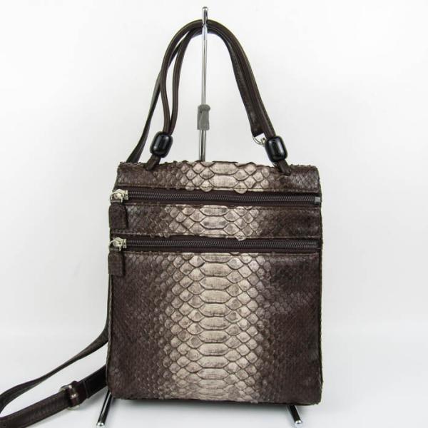 パイソン リアルレザー ショルダーバッグ ハンドバッグ 2way 鞄 カバン レディース ブラウン ...