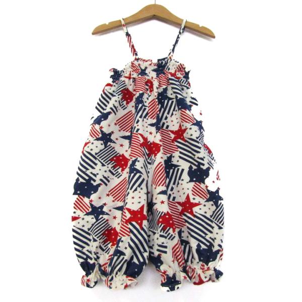 ロデオクラウンズ ワイドボウル サロペット 未使用品 RCWB キッズ 女の子用 Mサイズ 白×赤×...