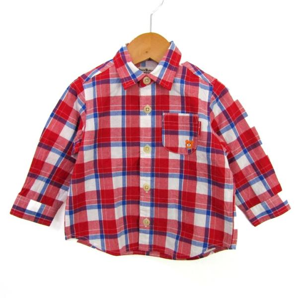 ミキハウス ホットビスケッツ 長袖シャツ チェック トップス 女の子 ベビー 男の子用 80サイズ ...