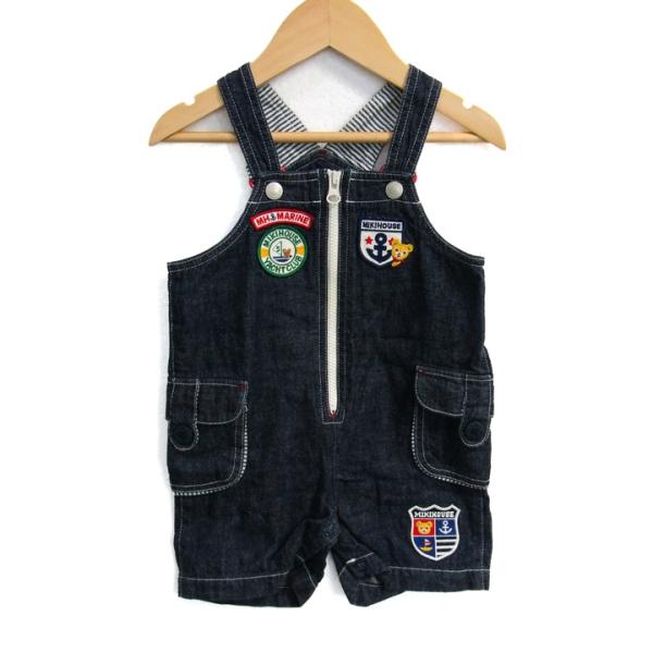 ミキハウス デニムオーバーオール サロペット コットン 日本製 ベビー 男の子用 80サイズ インデ...