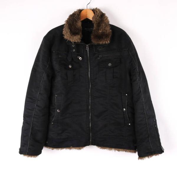 サンドッグ ブルゾン ジャケット 中綿 無地 アウター 黒 メンズ XLサイズ ブラック SUN D...