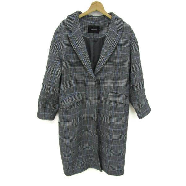 サンプリシテ チェスターコート チェック柄 アウター レディース フリーサイズ ブラック×ブルー S...