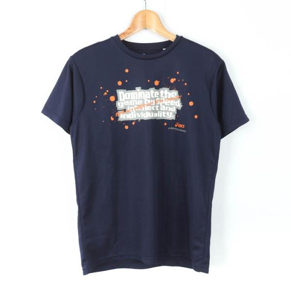 アシックス 半袖Ｔシャツ トップス グラフィックT スポーツウエア レディース Mサイズ ネイビー ...