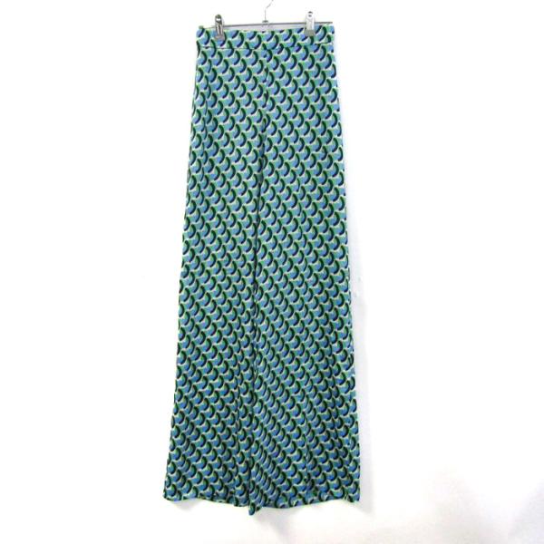 ザラ ワイドパンツ 総柄 ボトムス レディース USA XSサイズ ブルー系 ZARA