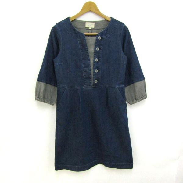 ローラアシュレイロンドン ワンピース トップス デニム 長袖 チュニック レディース 3サイズ ブル...