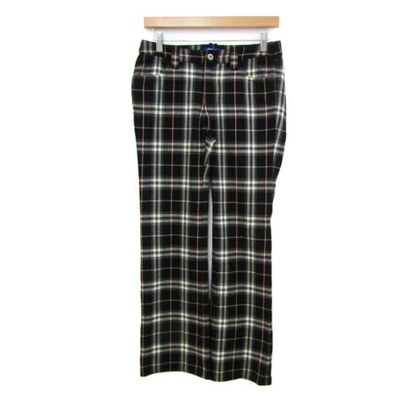 バーバリーロンドンブルーレーベル パンツ ボトムス チェック柄 レディース 36サイズ 黒×オレンジ...