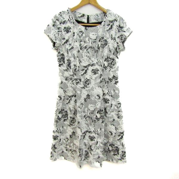 ソークロース ワンピース トップス 半袖 花柄 ジャガード レディース Lサイズ 白×黒 So cl...