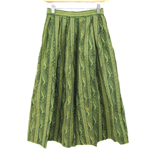 オックスフォードトラディショナル フレアスカート コットン ボトムス レディース Mサイズ グリーン...