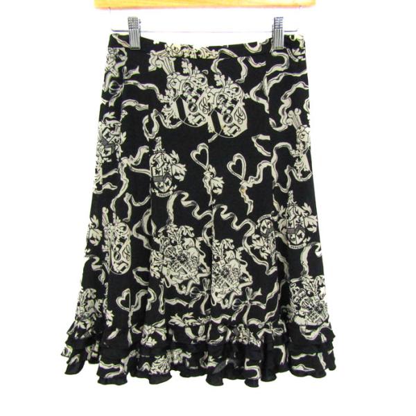 フラジール フレアスカート ストレッチ ブランド ボトムス 黒 白 レディース 34サイズ ブラック...