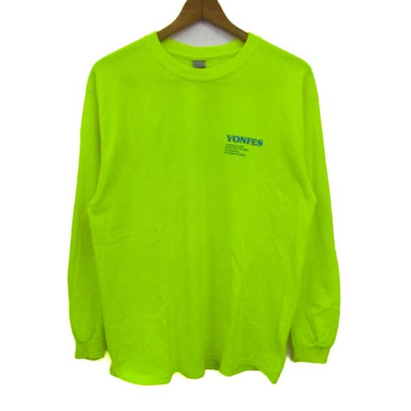 ギルダン 長袖Ｔシャツ トップス バックロゴ ロンT レディース Lサイズ 黄緑 GILDAN