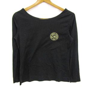 フォーティナインアベニュージュンコシマダ 長袖Ｔシャツ トップス ロゴ刺繍 レディース 9サイズ 黒 49AV.junko shimada