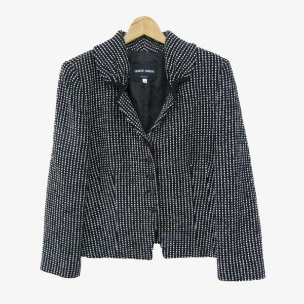 ジョルジオアルマーニ テーラードジャケット イタリア製 大きいサイズ 黒ラベル レディース 48サイ...