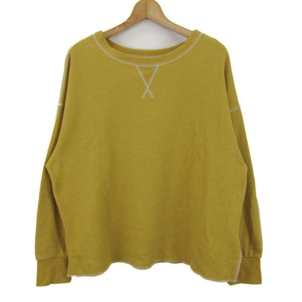 ジャバ スウェット トレーナー トップス 長袖 ワッフルT レディース Lサイズ イエロー JaVa