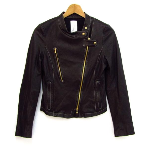 リズレー ライダースジャケット アウター レザージャケット 羊革 レディース 36サイズ ブラウン ...