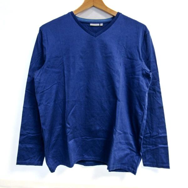 カルバンクライン 長袖Ｔシャツ トップス Vネック コットン 大きいサイズ メンズ XLサイズ ブル...