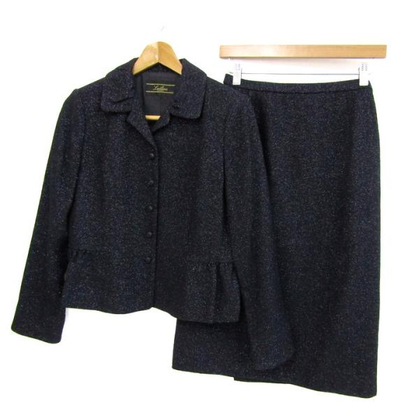 レリアン セットアップ 上下セット ジャケット スカート ラメ 日本製 レディース 11サイズ ネイ...