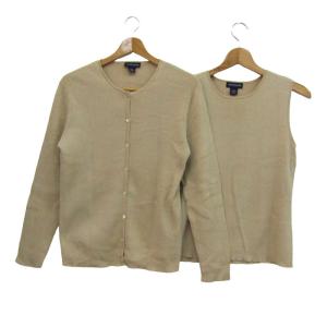 アンテイラー アンサンブル カーディガン ノースリーブニット トップス レディース M Lサイズ ベージュ ANN TAYLOR