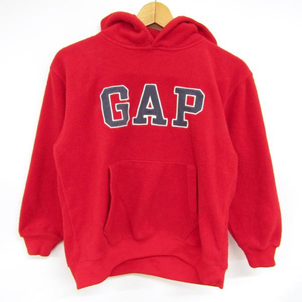 ギャップ 長袖パーカー フロントロゴ フリース キッズ 男の子用 M/Mサイズ レッド GAP