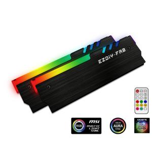 EASYDIY RGB RAM 冷却 メモリヒートシンク アドレサブル RGB LED機能搭載 コントローラ付き -黒い 2本1セット