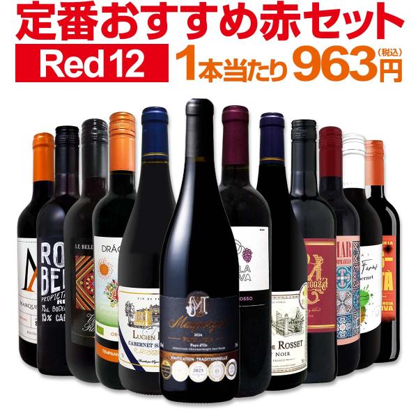 赤ワイン セット フランス 12本 750ml スペイン イタリア 金賞 フルボディ ミディアムボデ...