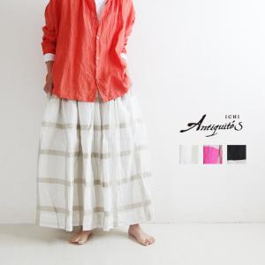 ICHI Antiquite's イチアンティークス 601212 ラティスチェックスカート ゆったり 日本製 ナチュラル 服 pumila プミラ レディースファッション