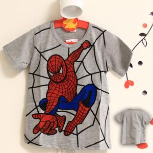 人気　スパイダーマン　子供Tシャツ（灰色）