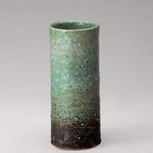 茶道具 花入れ 掛置兼用 信楽焼き 尺八 西尾香舟作 信楽焼 : 茶道具