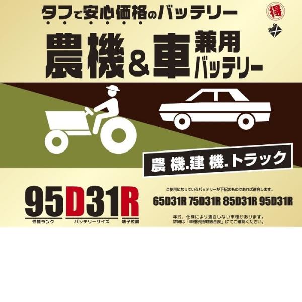 ブロード 農機・建機・車兼用バッテリー 95D31R【メーカー直送】【BROAD・農業機械・建業機械...