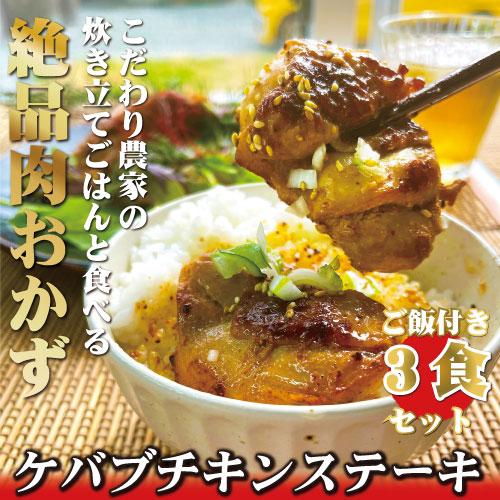 絶品ケバブチキンステーキと地元農家のおいしいお米の3食セット　お肉　肉料理　惣菜　ギフト　贈答　にも