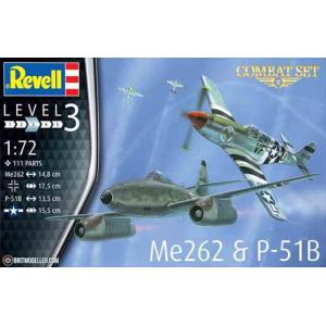 レベル03711　 Me262 &amp; P-51B 対戦セット　1/72スケール　プラモデルキット