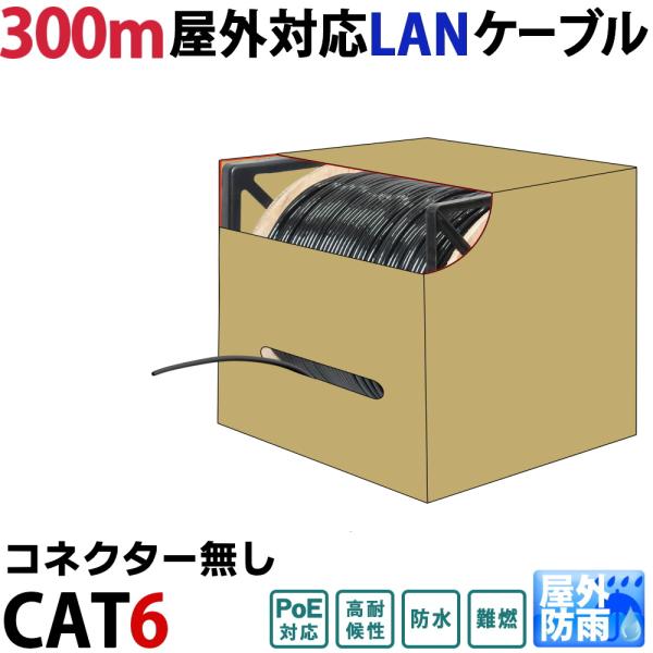 【欠品中】300m CAT6 リール巻(コネクター無)屋外用LANケーブル 30年の屋外耐候性(PE...
