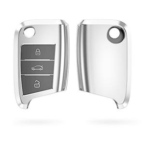 kwmobile 対応: VW Golf 7 MK7 3-ボタン 車のキー ケース - シリコン キーケース 光沢仕上げ - 車鍵 保護 光