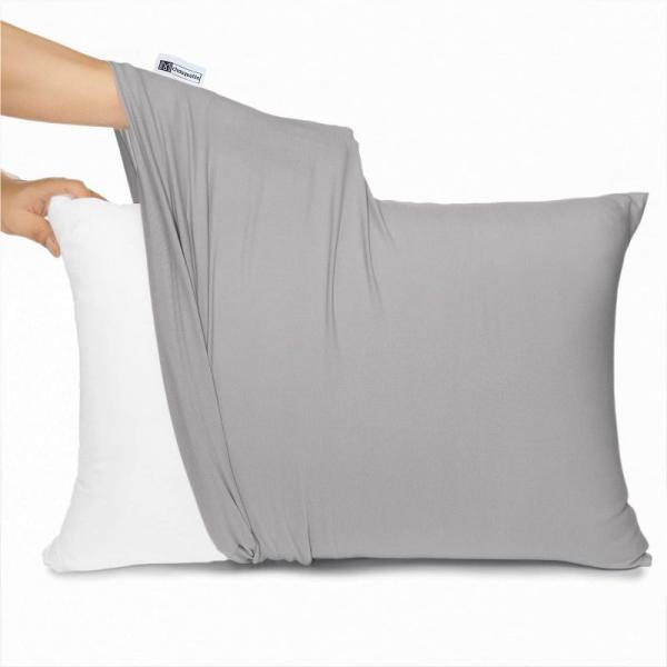 枕カバー のびのび枕カバー 綿 Ｔシャツ素材 50×70 43×63 兼用 グレー よく伸びる 封筒...