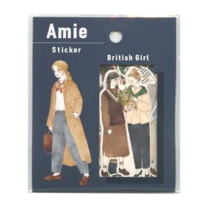 Amie sticker/アミ ステッカー  british girl かわいい フレークシール 81372｜kdmbz