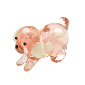 ガラス製 ペンレスト ガラスペン置き ドッグ ピンク かわいい 動物 GLF-DOG-01｜kdmbz