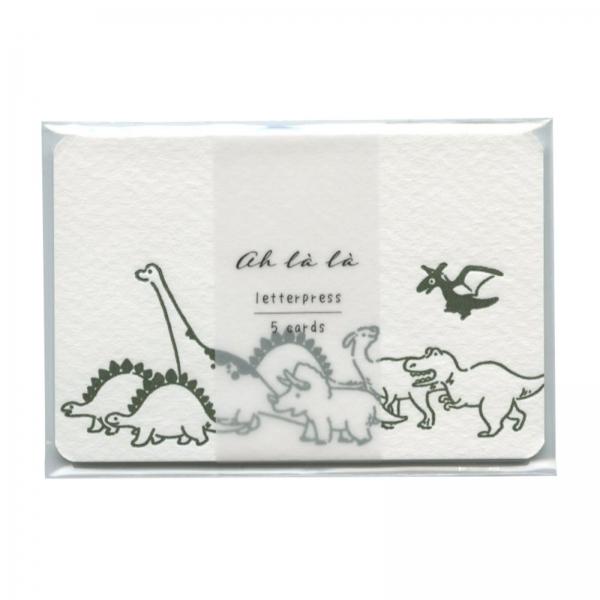 Ah la la アララ ミニカード 名刺サイズ dinosaurs 活版印刷 メッセージカード A...