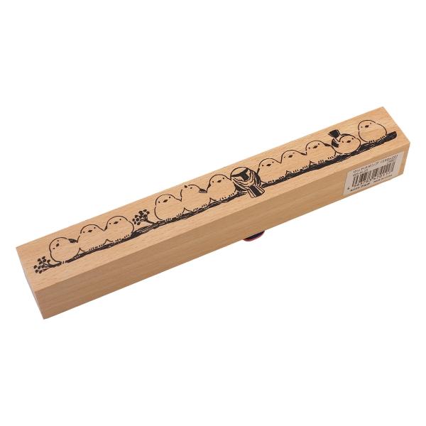 ウッドスタンプ 枝にとまるシマエナガ 手帳デコ 木製ハンコ WS-H-25