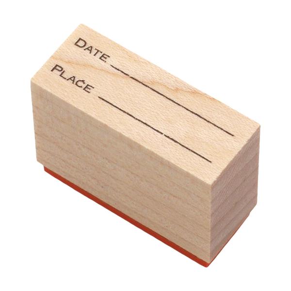 スタンプ ゴム印 Date&amp;Place 木製はんこ STP-195