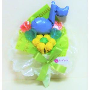 キャンディ バルーンブーケ 音符 ブルー 手持ちSサイズ お菓子ブーケ 発表会 サプライズ 花束 プレゼント チュッパチャプス