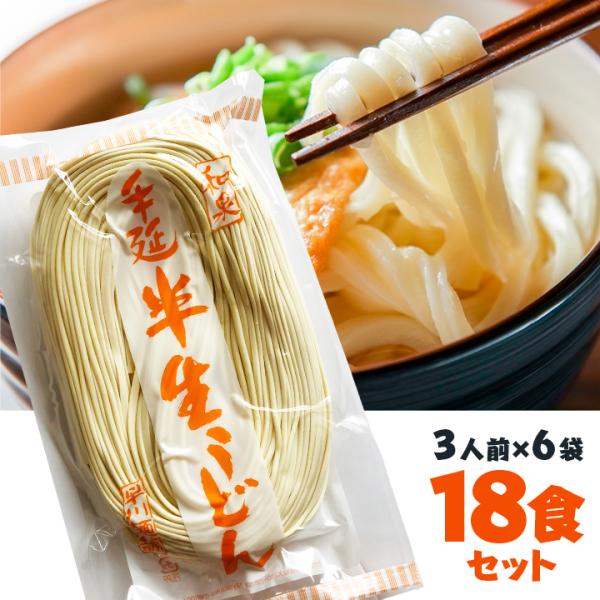 和泉 手延べ 半生うどん 早川麺舗 3人前×6袋 常温保存 うどん 半生 半生返し 半生戻し 300...