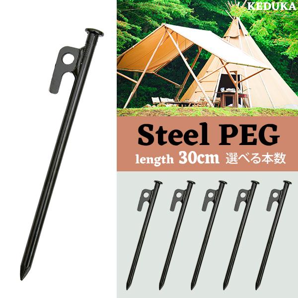 スチールペグ ペグ 選べる本数 30cm 12本 16本 引抜穴 テント タープ 設営 キャンプ ア...