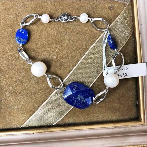ラッピング無料！ HAGIWARA DESIGN『ラピス×パールブレスレット』