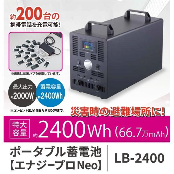 パナソニック製バッテリー搭載 ポータブル電源 ポータブル蓄電池 LB-2400 エナジープロNeo ...