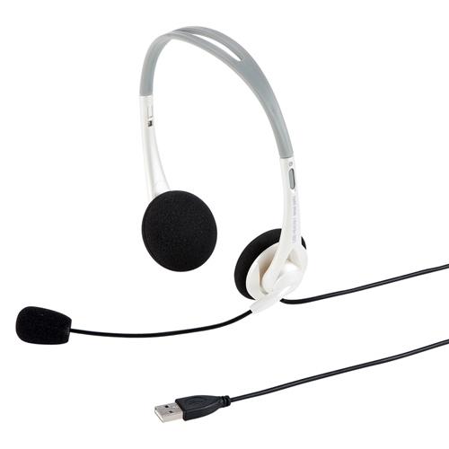 MM-HSUSB16W　USBヘッドセット（ホワイト）