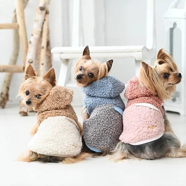 ROPE PICNIC（ロペピクニック）フード付き ボア ベスト ブルー ベージュ ピンク XSサイ...