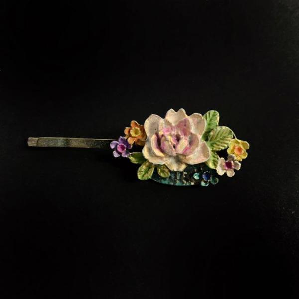 Michal Negrin 　ミハエルネグリン　ヘアピン　ヘアアクセサリー　アンティーク　花　ピンク
