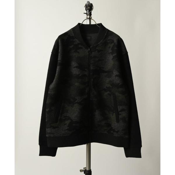 未使用　カモフラージュ　ニット　ブルゾン　Camouflage knit bonding blous...