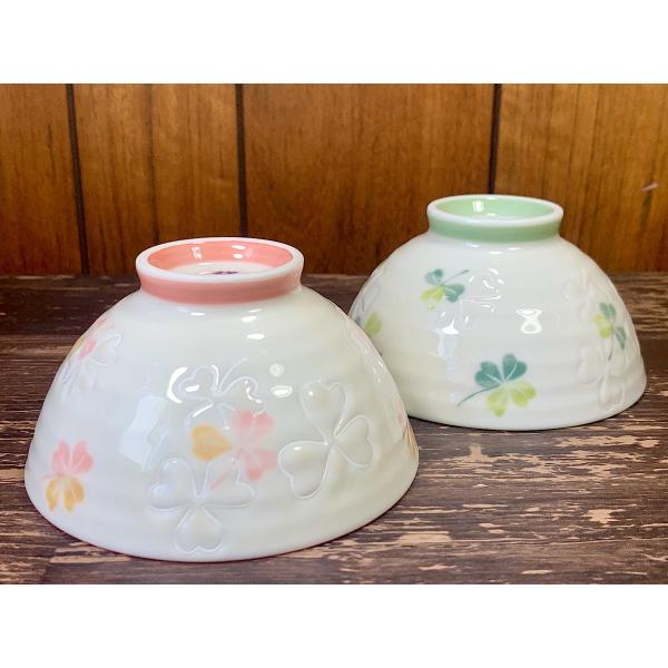 CW025 幸せのクローバー深口ご飯茶碗   [美濃焼/日本製/陶磁器/アウトレット]