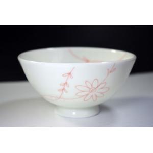 CW033 Flower Line　ご飯茶碗　小　赤